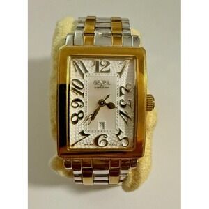 Rare Gevril Mens 9544Y Avenue of America Watch Small 38mm Swiss Quartz Two Tone